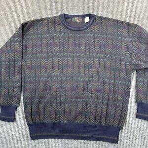 The Italian Sweater Co Sweater Mens Medium Blue Geometric Crewneck Made In Italy